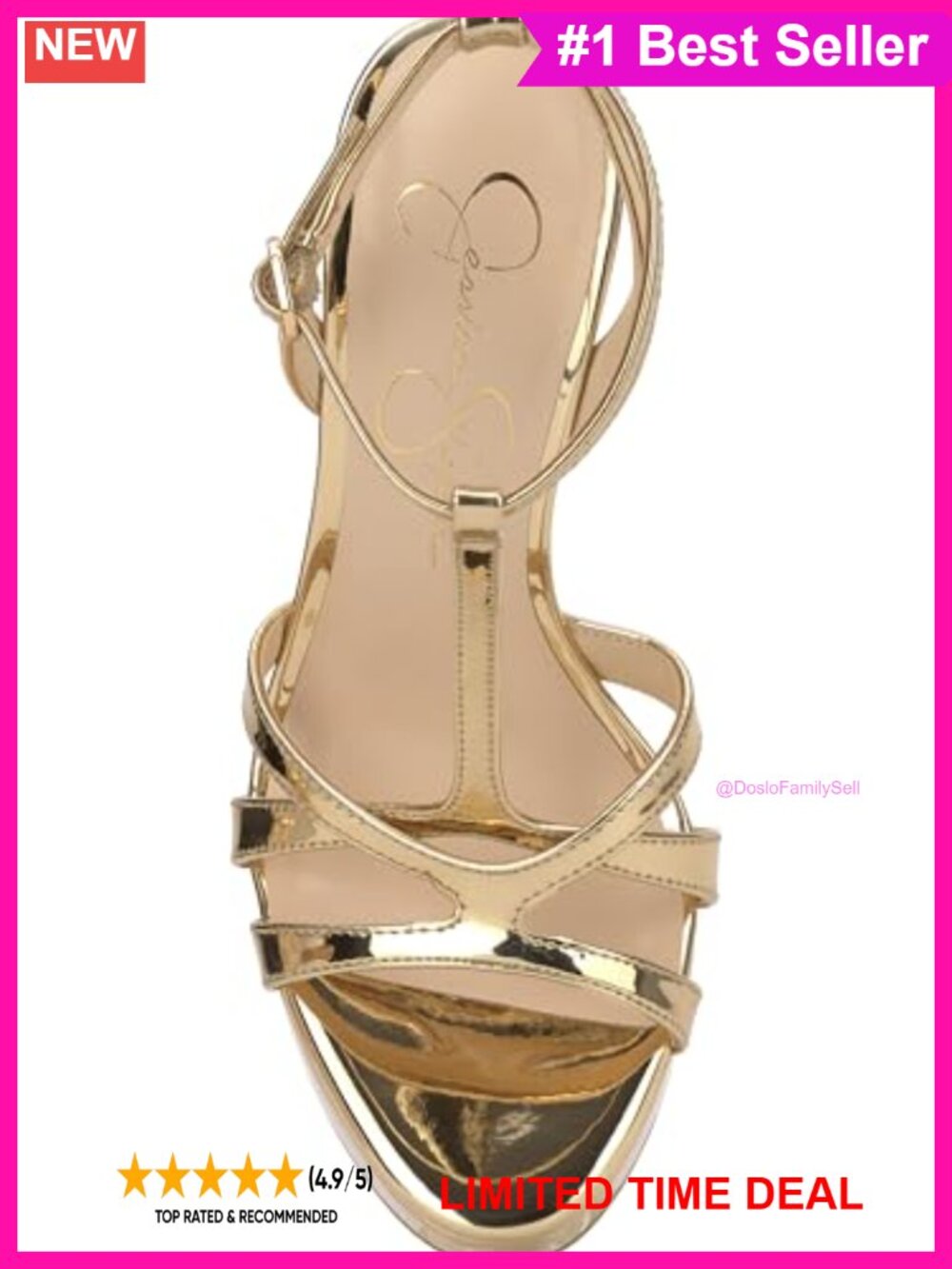 Faux Patent T-Strap Platform Sandals Open Toe Stiletto Heels - Picture 5 of 6